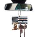 Accessori per Specchietto Retrovisore - Stivali da Cowboy Cappello da Cowboy e Portachiavi a Forma di Sella per Decorazione Auto
