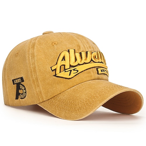 Per uomo Cappellino da baseball Nero Giallo 100% cotone Ricamato Viaggi Stile da spiaggia Esterno Da mare Liscio Regolabile Di tendenza