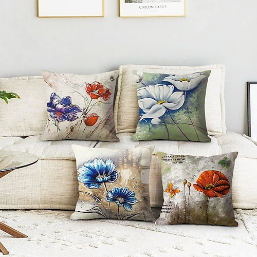 vintage floreale double side cuscino della copertura 4pc morbido decorativo piazza copertura del cuscino di tiro cuscino caso federa per la camera da letto soggiorno di qualità superiore lavabile in