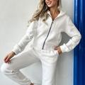 Per donna Tuta da Ginnastica Tuta da Allenamento Autunno Tasca 2 Pezzi Tinta unita Felpa con cappuccio e pantaloni Set di Abbigliamento Completo Abbigliamento Nero Bianco Jogging Allenamento Esercizio