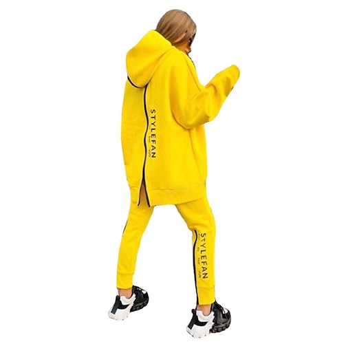 Per donna Tuta da Ginnastica Tuta da Allenamento Patchwork 2 Pezzi Lettera Set di Abbigliamento Completo Abbigliamento Primavera Nero Bianco nero Camminata Jogging Corsa Calore Termico Antivento