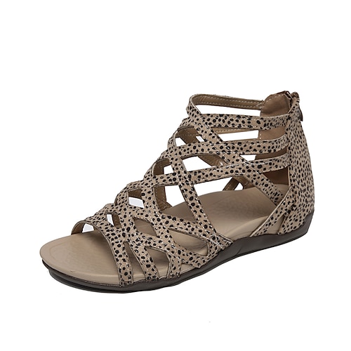 Per donna Sandali Sandali con la zeppa Scarpe romane Taglie forti Esterno Giornaliero Spiaggia Estate Zeppa Occhio di pernice Vintage Informale minimalismo Di corda Cerniera Tinta unica Grigio scuro