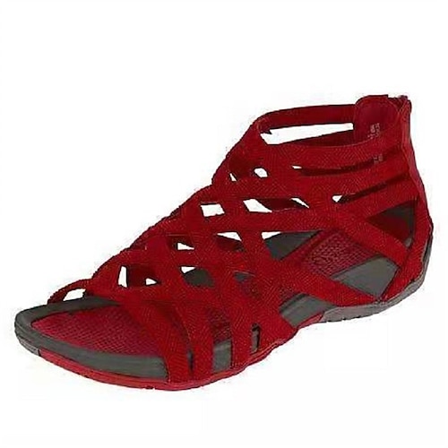 Per donna Sandali Sandali con la zeppa Scarpe romane Taglie forti Esterno Giornaliero Spiaggia Estate Zeppa Occhio di pernice Vintage Informale minimalismo Di corda Cerniera Tinta unica Grigio scuro