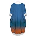 donna plus size curva t shirt dress tee dress gradiente di colore girocollo stampa manica lunga autunno primavera mini abito casual di base vestito da vacanza quotidiano