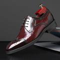 scarpe oxford da uomo in pelle verniciata bordeaux con dettagli brogue e motivo coccodrillo - eleganti scarpe eleganti con lacci per occasioni formali