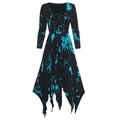 abito da halloween da donna abito vintage anni '50 abito midi halloween quotidiano coulisse stampa tie dye girocollo manica a 3/4 vestibilità regolare primavera autunno 2023 rosso blu s m l xl