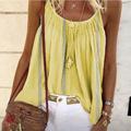 Camisola da donna canotta estiva giallo rosa blu righe plissettata vacanza boho girocollo S