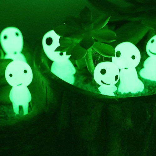 5 pezzi luminosi albero elfi spirito principessa mononoke micro paesaggio figura ornamento incandescente miniatura giardinaggio arredamento in vaso