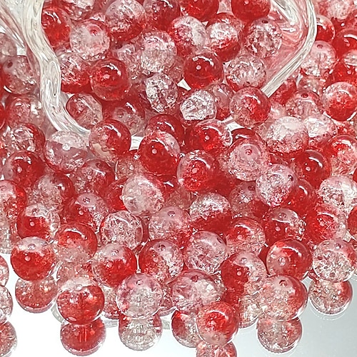 50 perle di vetro incrinate da 8 mm per creare gioielli, perline distanziatrici, forma rotonda con crepe, perline sciolte per realizzare braccialetti e collane, adatte per artigianato fai da te, braccialetti dell'amicizia, orecchini