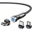 essager cavo di ricarica magnetico 540 caricatore magnetico rotante del telefono nylon intrecciato cavo usb magnetico per il telefono samsung xiaomi cavo del caricatore veloce cavo dati del telefono 3