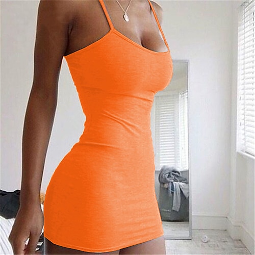 Per donna Abito casual Vestito tubino Prendisole Mini abito Rosa chiaro Nero Bianco Senza maniche Colore puro Freddezza Primavera Estate Con bretelline Essenziale Giornaliero Da mare Fine settimana