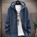 Per uomo Felpa Cardigan Felpa con cappuccio Maglione con zip Giacca maglione Maglia Lavorato a maglia Tinta unica Con cappuccio Moda Esterno Interni Abbigliamento Autunno Inverno Vino Blu S M L