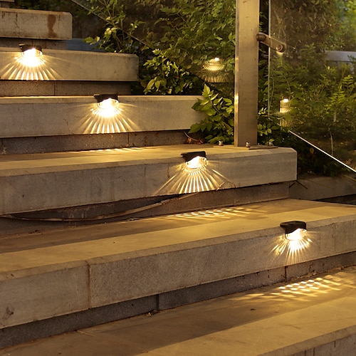 4 pz luci passo solare esterno impermeabile sensore di controllo intelligente recinzione luce scale giardino recinzione esterna cortile passerella decorazione lampada solare