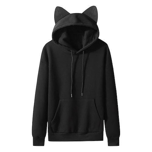 Felpa con cappuccio Ritorno a scuola Natale Carino Manica a Vescovo Girocollo Orecchio di gatto Harajuku Kawaii per Per donna Adulti Stampa a caldo per Ritorno a scuola