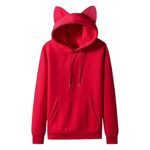 Felpa con cappuccio Ritorno a scuola Natale Carino Manica a Vescovo Orecchio di gatto Harajuku Kawaii per Per donna Adulti Stampa a caldo per Ritorno a scuola