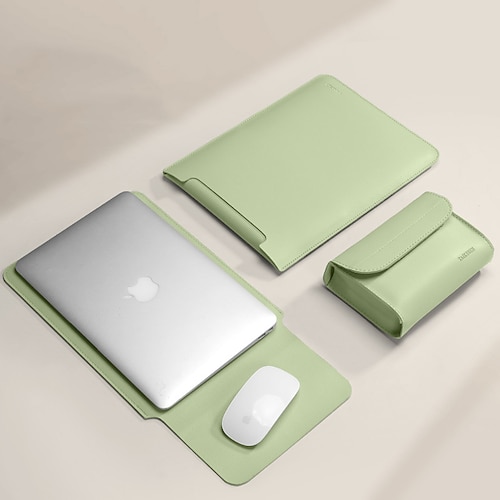 custodie per laptop custodia per laptop 12 13,3 15,6 pollici per macbook air pro hp dell lenovo asus custodia per notebook chromebook cover custodia in pelle pu waterpoof con piccola borsa per viaggi d'affari in ufficio