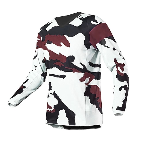 Per uomo Maglia in discesa Manica lunga Ciclismo da montagna Cicismo su strada blu navy Bianco Rosso Camouflage Bicicletta Maglietta / Maglia Traspirante Asciugatura rapida Poliestere Elastene Gli