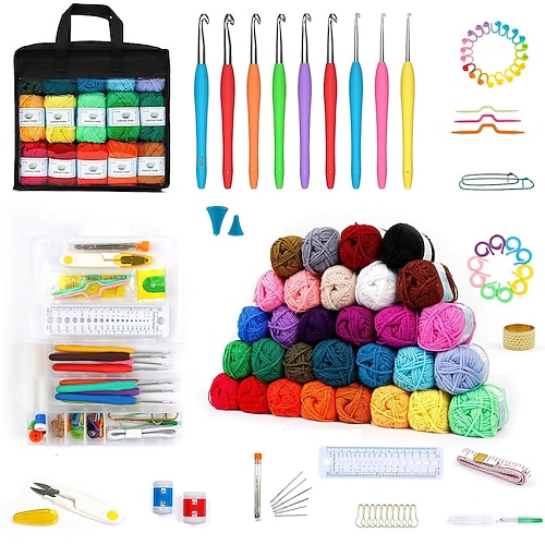 Kit di uncinetto per principianti Kit di avviamento di uncinetto per principianti con video tutorial Kit di uncinetto per adulti e bambini Kit di maglieria per principianti Regalo di Natale