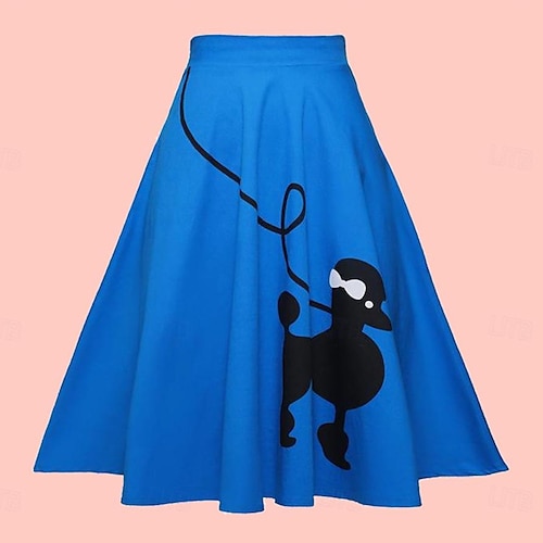 Gonne a pelo di cane anni '50 per donne gonna a vita alta in stile vintage gonna a linea A abiti Grease anni '50 gonne da festa per il ballo gonna casual quotidiana