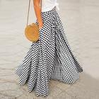 Per donna Altalena a dondolo Gonna scozzese Gonna lunga Di tendenza stiledella nonnacostiera Essenziale Estate Maxi Gonne A quadri Scozzese Scozzese a quadri Tasche Da mare Strada Nero Blu Estate