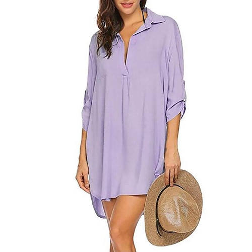 Per donna Costumi da bagno Prendisole Top da spiaggia Normale Costume da bagno A V scollato per grandi busti Tinta unica Verde Bianco Blu Viola Costumi da bagno Sexy Sensuale / Plus Size / Plus Size