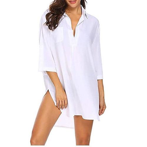 Per donna Costumi da bagno Prendisole Top da spiaggia Normale Costume da bagno A V scollato per grandi busti Tinta unica Verde Bianco Blu Viola Costumi da bagno Sexy Sensuale / Plus Size / Plus Size