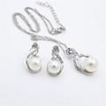 1 set (1 pz collana 1 paio di orecchini) set di gioielli in lega di strass imitazione perla di lusso lucido per il regalo di sera del partito delle donne ogni giorno