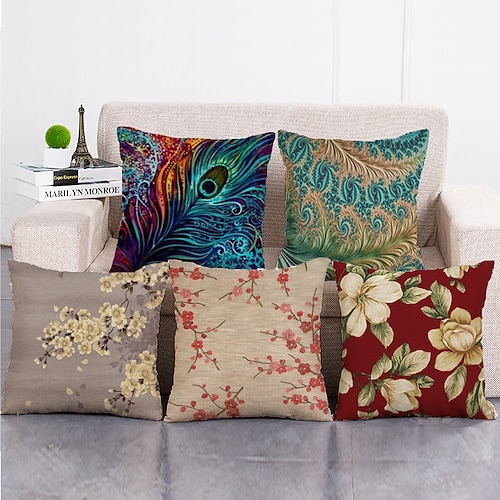 1 set di 5 pezzi fodere per cuscino moderno stile paitng foglie cuscino decorativo cuscino per la decorazione della stanza cuscino esterno/interno per divano divano letto poltrona