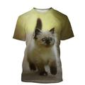 Per uomo Unisex Animale Gatto Stampe Grafiche Maglietta Manica Corta maglietta Stampa 3D Girocollo Camicia Sport Designer Casual All'aperto Streetwear Quotidiano Nero / Bianco Nero Nero Nero Estate