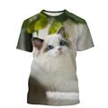 Per uomo Unisex Animale Gatto Stampe Grafiche Maglietta Manica Corta maglietta Stampa 3D Girocollo Camicia Sport Designer Casual All'aperto Streetwear Quotidiano Nero / Bianco Nero Nero Nero Estate