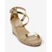 Boston Proper - Gold Yellow - Cross Ankle Strap Wedge - 7.5