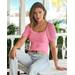 Boston Proper - Aurora Pink - Crochet Puff Sleeve Square Neck - XXS