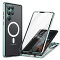 telefono Custodia Per Samsung Galaxy S25 Ultra S24 S23 S22 S21 Ultra Plus Custodia Integrale Custodia ad adsorbimento magnetico Con Magsafe Portatile Flip Trasparente Trasparente Tinta unita Lega di