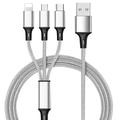 Cavi 3 in 1, cavo di ricarica del telefono a/c per telefono tipo c adattatore di sincronizzazione intrecciato in nylon micro per Android/telefono/tablet, connettore in lega 3d tpe, anima in rame