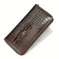 Portafoglio lungo da uomo in vera pelle vintage con motivo coccodrillo: pochette di grande capacità, porta carte, porta carte, portamonete