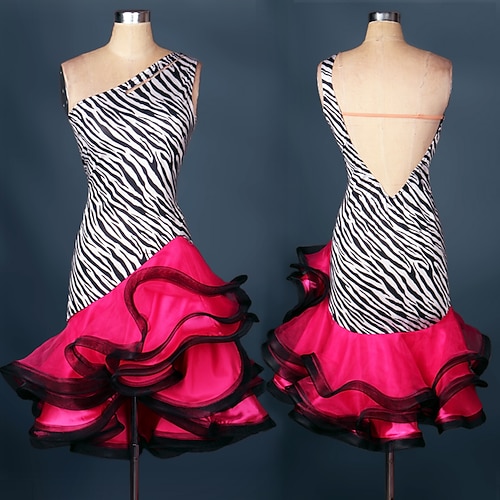 Balli latino-americani Abito Con balze Più materiali Per donna Prestazioni Esercitazione Senza maniche Elastene Organza