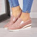 sneakers da donna blu slip-on con zeppa – mocassini casual con plateau decorati con strass per il comfort e la moda di tutti i giorni