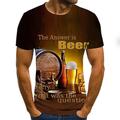 Per uomo Pop art 3D Birra Camicia maglietta Manica corta maglietta Rotonda Camicia Essenziale Per uscire Fine settimana Grigio scuro A B Abbigliamento Plus Size S M L XL 2XL 3XL 4XL