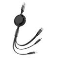 Cavo di ricarica multiplo 3,3 piedi Da USB A a Lightning/micro/USB C 2.4 A Cavo di ricarica 3 in 1 Retrattile Per Samsung Xiaomi Huawei Appendini per cellulare