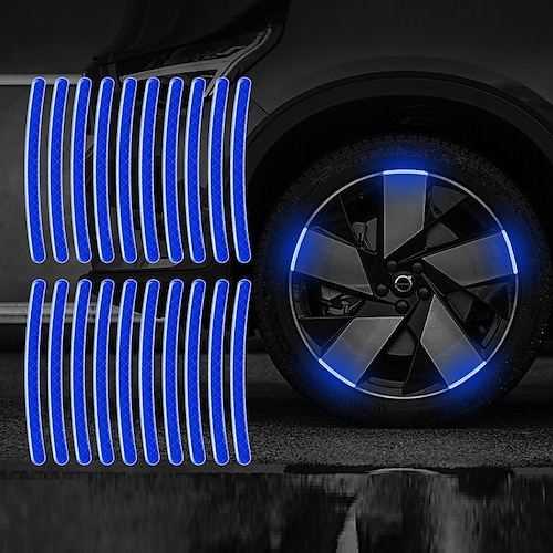 40pcs mozzo ruota auto adesivo striscia riflettente auto moto ruota forte adesivo riflettente avvertimento cerchione decalcomanie riflettenti accessori auto