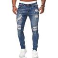 Per uomo Jeans Pantaloni affusolati Pantaloni Jeans strappati Pantaloni di denim Tasche Strappato Comfort Giornaliero Per uscire Streetwear Classico Nero Blu Elasticizzato