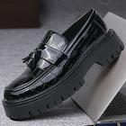 mocassini eleganti e slip-on da uomo scarpe con nappe suola carrarmato ufficio britannico e carriera mocassini con rialzo in pelle pu nero verde primavera autunno