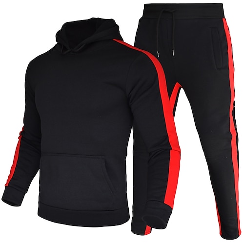 Per uomo Tuta da Ginnastica Tuta da Allenamento Coulisse 2 Pezzi A righe Set di Abbigliamento Completo Abbigliamento Primavera Nero Bianco Allenamento in Palestra Jogging Allenamento Calore Termico