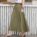 Per donna Gonna Gonna lunga Di tendenza Maxi Gonne Tinta unita Casual / quotidiano Nero Kaki Verde militare Per tutte le stagioni Lino Cotone e lino