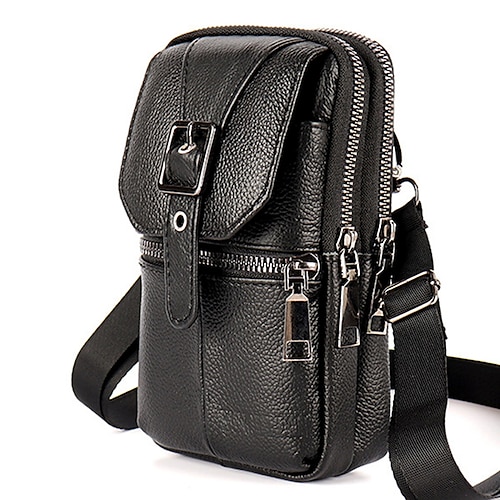borsa a tracolla multitasche in pelle da uomo – versatile piccola borsa a tracolla con tracolla regolabile per i viaggi e l'uso quotidiano
