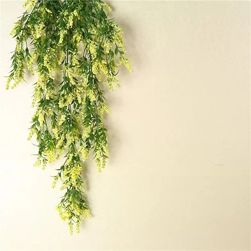 4 mazzi di fiori di lavanda artificiale appesi, piante rampicanti sospese, foglie di edera finta per patio, casa, camera da letto, matrimonio, decorazioni da parete per interni ed esterni, decorazioni per la casa, decorazioni estetiche per la stanza.