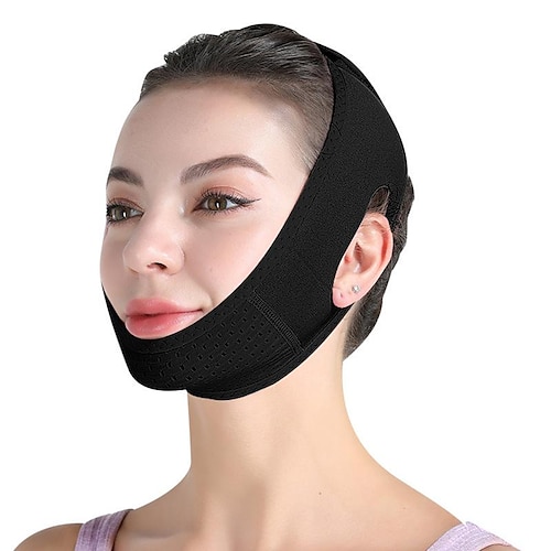 Riduttore doppio mento riutilizzabile Maschera viso rassodante lifting a forma di V Maschera viso antirughe liscia Maschera per il sollevamento del viso Cintura per il sollevamento del viso