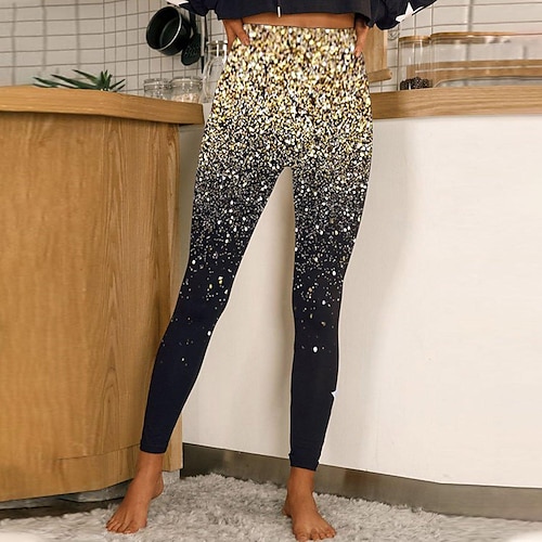 Leggings da donna pantaloni designer brillante brillante e lucido lunghezza alla caviglia vita alta stampe grafiche stampa floreale controllo pancia solleva fondoschiena comfort alta elasticità yoga