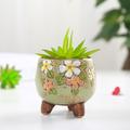 vaso da fiori in ceramica stile vintage con motivo floreale - fioriera succulenta dipinta a mano con grande foro di scarico - fioriera per il viso, fioriere per la testa per piante da interno