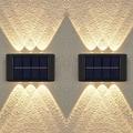 2 pz applique da parete per esterni solare impermeabile led lampada da parete portico lampade da parete 6 led illuminazione per cortile per giardino balcone decorativo paesaggio lampione